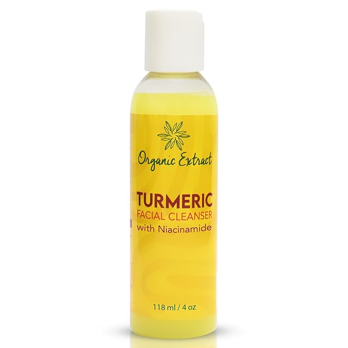 Organic Extract - Turmeric Facial Cleanser | Niacinamide | Aloe vera | SunFlower Oil | Gentle Face Cleanser - Dull | Acne Prone Skin | Exfoliating | Daily Facial Cleanser - Age Spots | Sun Damage | 4Oz | - Beauty Exchange Beauty Supply