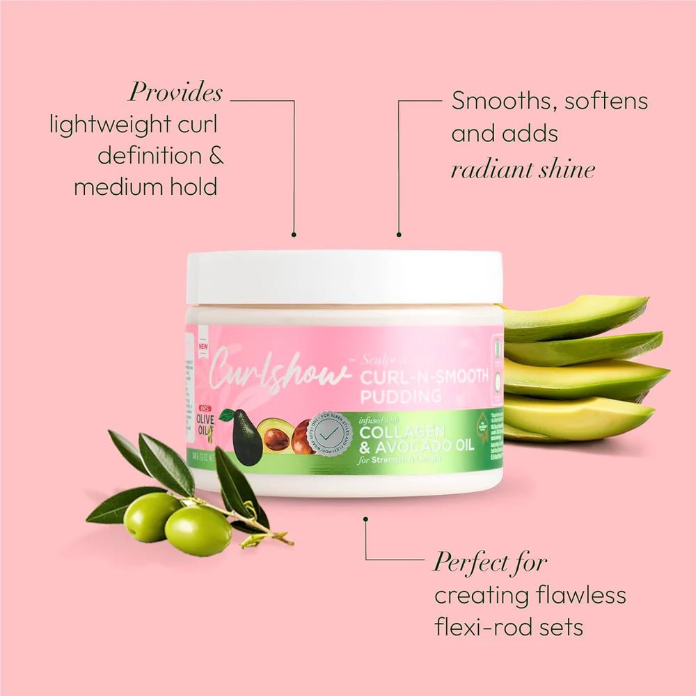 ORS Olive Oil Curlshow Curl - N - Smooth Pudding – Flexible Hold, Strength & Length – Infused with Collagen & Avocado Oil (12 oz) - Beauty Exchange Beauty Supply