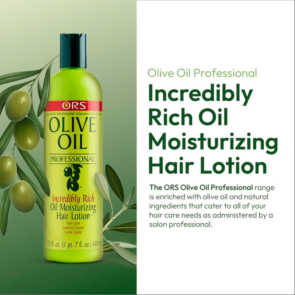 ORS Olive Oil Professional Incredibly Rich Oil Moisturizing Hair Lotion โ Hydrates, Softens, Nourishes โ 23 oz - Beauty Exchange Beauty Supply