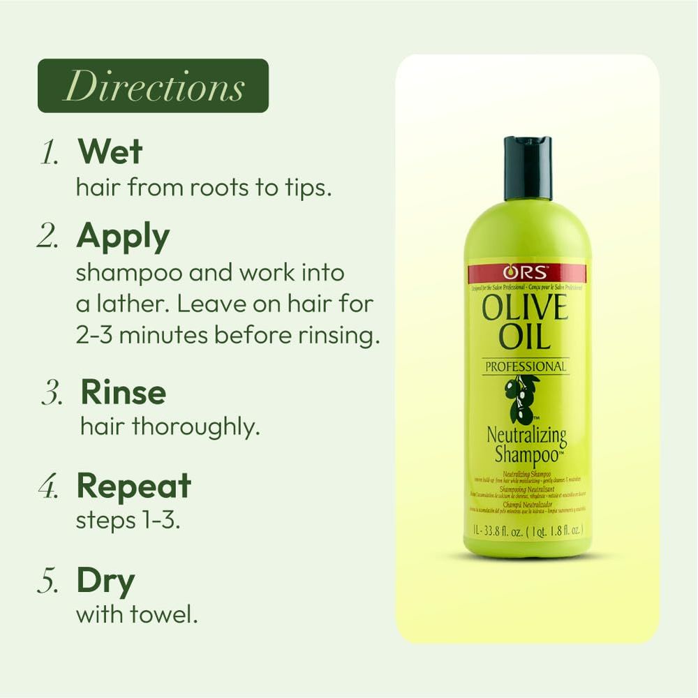 ORS Olive Oil Professional Neutralizing Shampoo – Removes Residue, Restores Moisture – 33.8 oz - Beauty Exchange Beauty Supply
