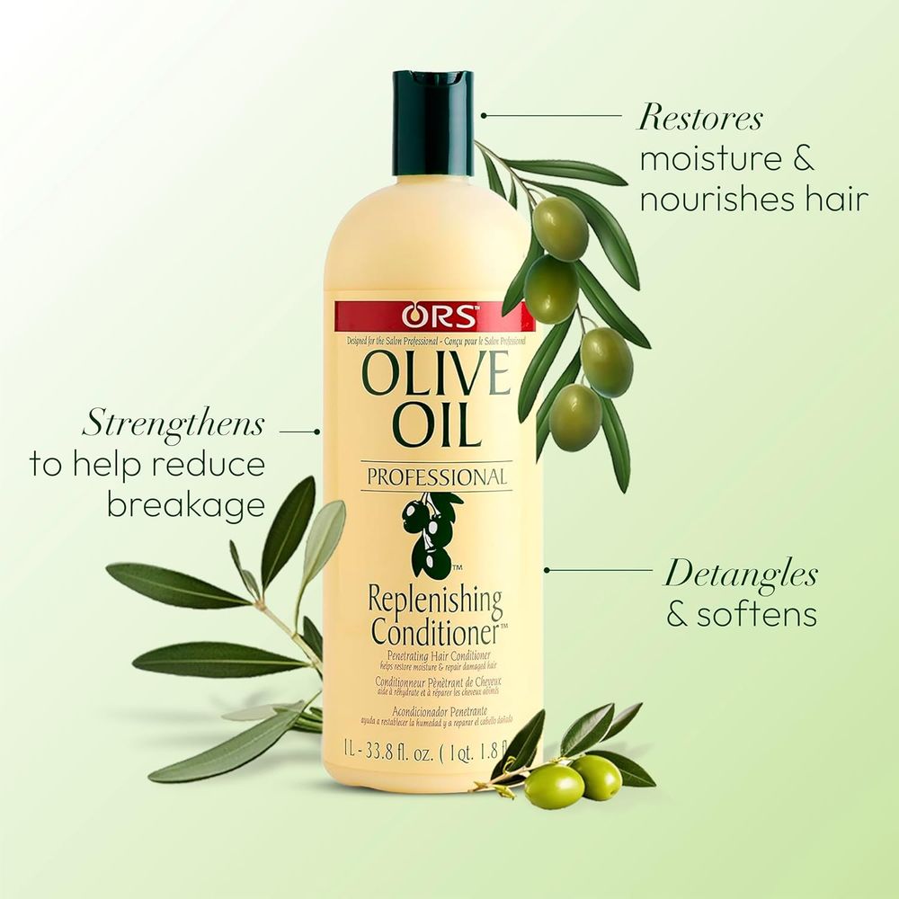ORS Olive Oil Professional Replenishing Conditioner โ Restores Moisture, Softens, & Strengthens โ 33.8 oz - Beauty Exchange Beauty Supply