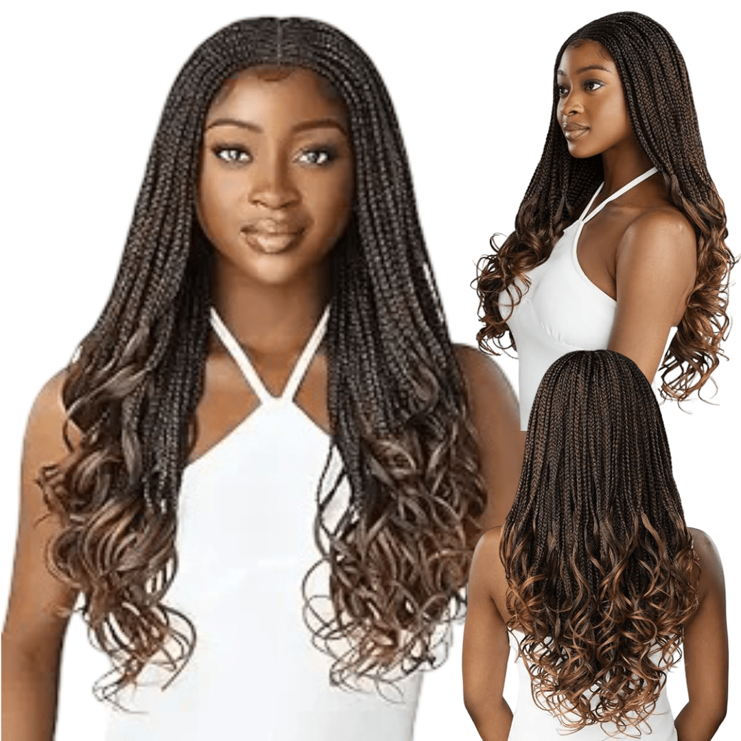 Outre 4x4 HD Lace Front Wig - Middle Part French Curl Box Braids 26” - Beauty Exchange Beauty Supply