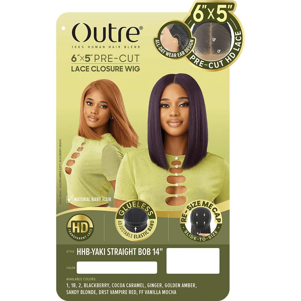 Outre 6x5 Pre - Cut Lace Closure Wig - HHB - Yaki Straight Bob 14" - Beauty Exchange Beauty Supply