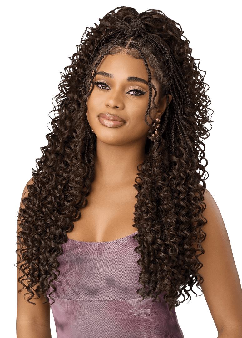 Outre Airtied 100% Fully Hand-Tied Human Hair Blend HD Lace Wig - Boho Passion Box Braids 24" - Beauty Exchange Beauty Supply