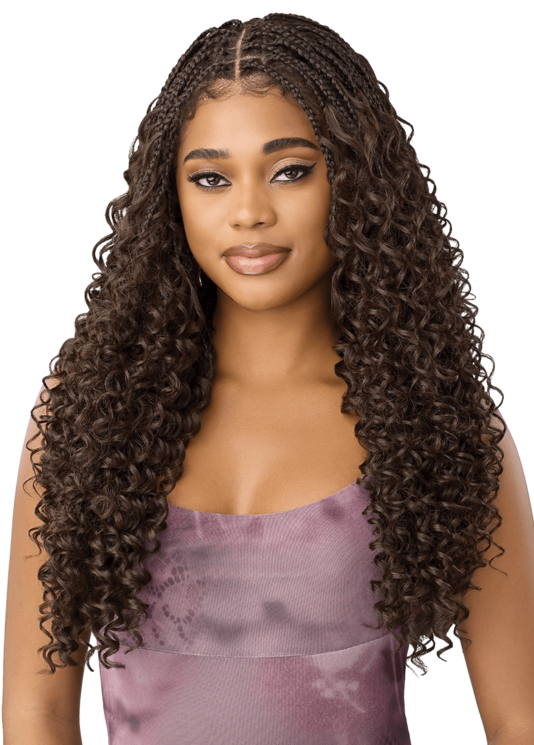 Outre Airtied 100% Fully Hand-Tied Human Hair Blend HD Lace Wig - Boho Passion Box Braids 24" - Beauty Exchange Beauty Supply