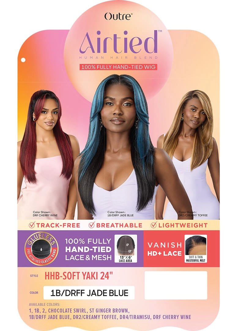 Outre Airtied 100% Fully Hand - Tied Human Hair Blend HD Lace Wig - HHB Soft Yaki 24" - Beauty Exchange Beauty Supply