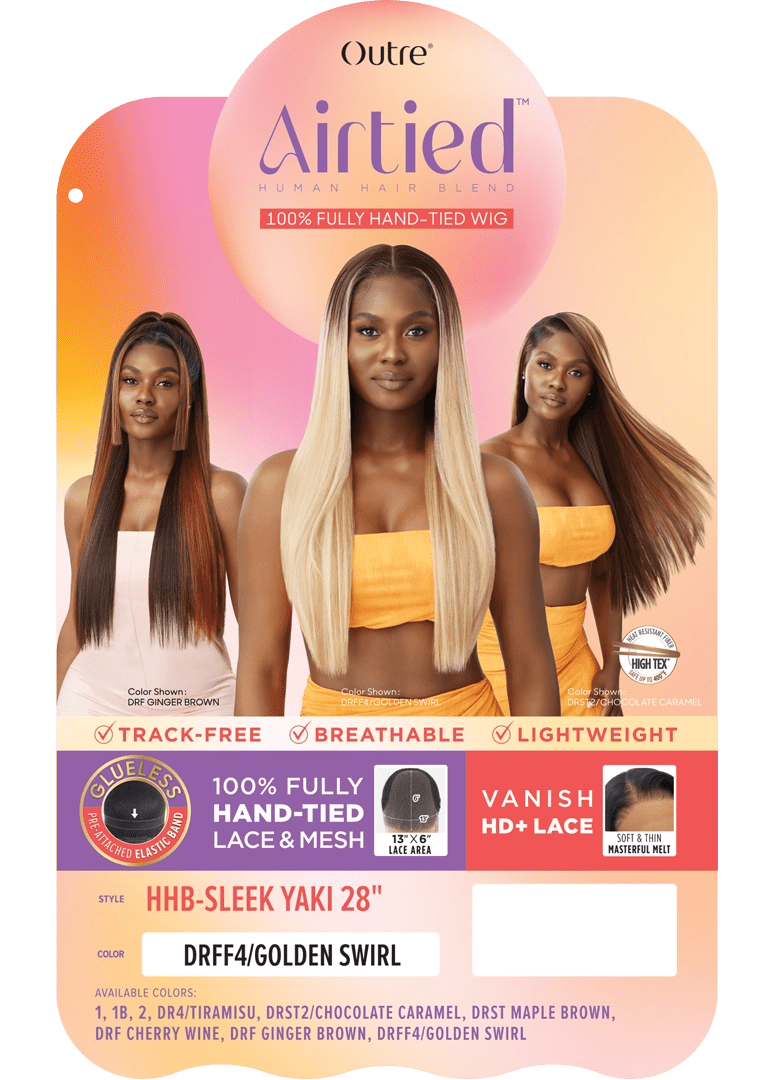 Outre Airtied 100% Fully Hand - Tied Wig Human Hair Blend - Sleek Yaki 28" - Beauty Exchange Beauty Supply