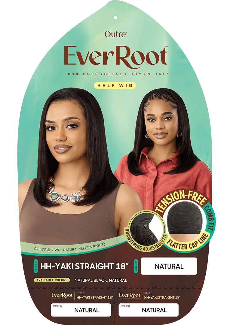 Outre EverRoot 100% Unprocessed Human Hair Half Wig - HH - Yaki Straight 18โ - Beauty Exchange Beauty Supply