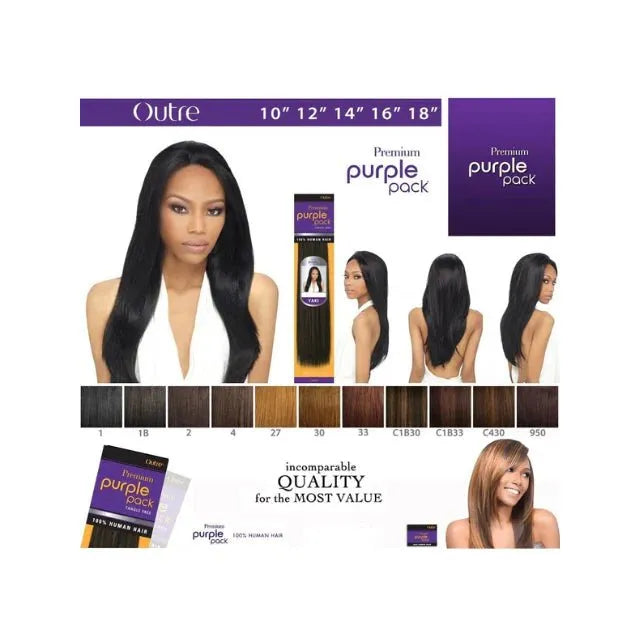 Outre Premium Purple Pack Yaki Human Hair โ 24", 26", 28", 30" | 100% Human Hair โข Soft Yaki โข Extra Length โข Natural Finish - Beauty Exchange Beauty Supply