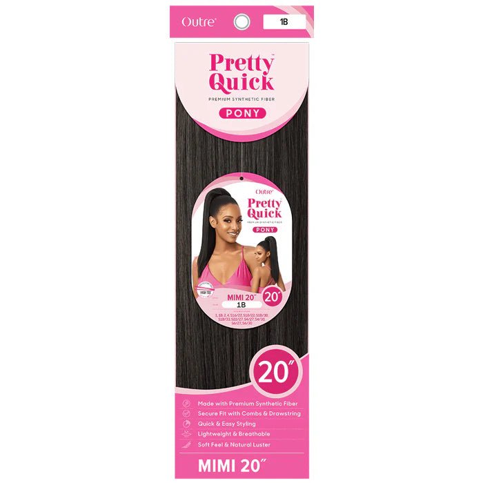 Outre Pretty Quick Drawstring Ponytail – MIMI 20” | Soft Layers & Natural Flow | Chic, Mid - Length Everyday Pony - Beauty Exchange Beauty Supply