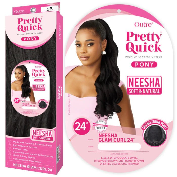 Outre Pretty Quick Neesha Drawstring Ponytail – NEESHA GLAM CURL 24” | Textured Curls with Natural Volume | Soft & Glam in Minutes - Beauty Exchange Beauty Supply