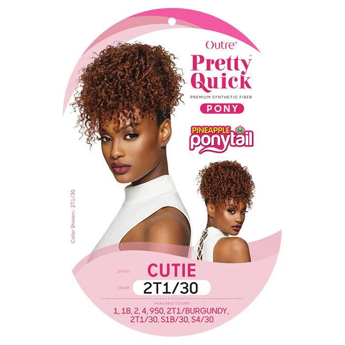 Outre Pretty Quick Pineapple Ponytail – CUTIE | Fluffy Curls, Natural Volume | Quick, Cute & Curly - Beauty Exchange Beauty Supply