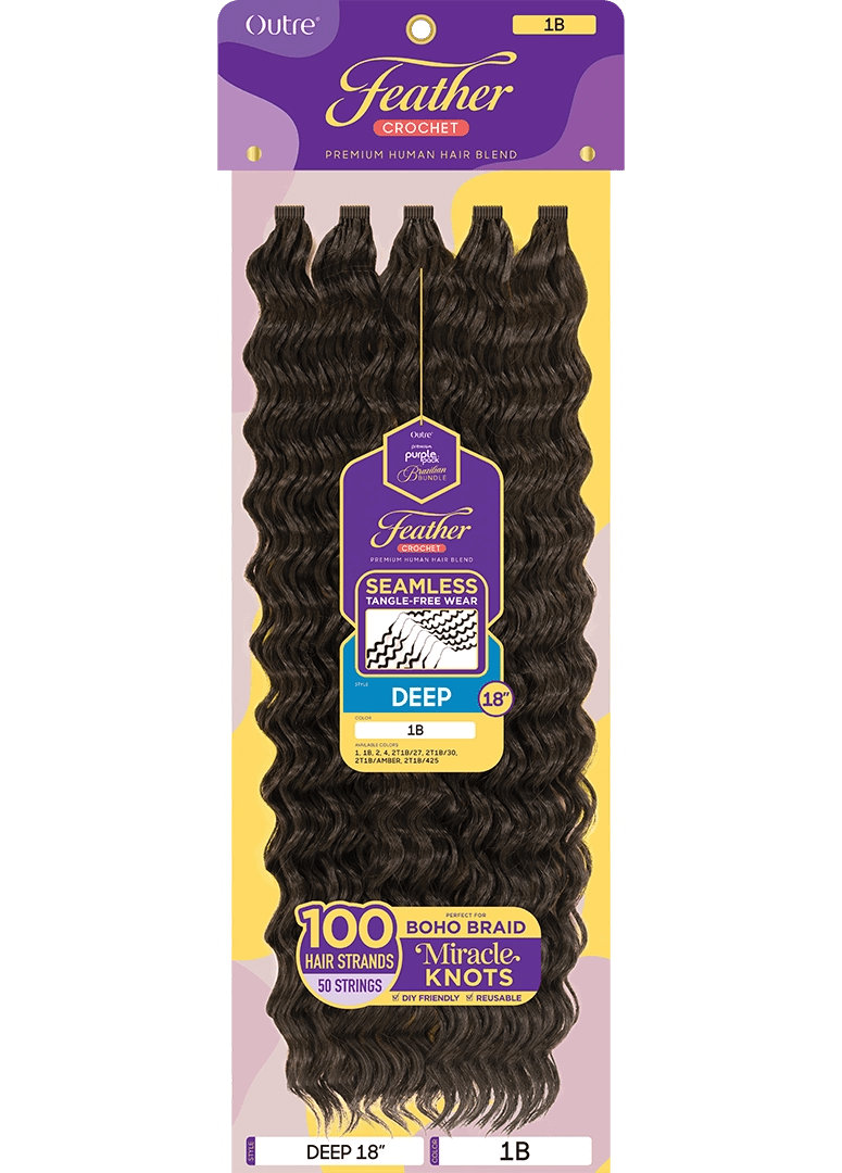 Outre Purple Pack Human Hair Blend Brazilian Feather Crochet – Deep 18