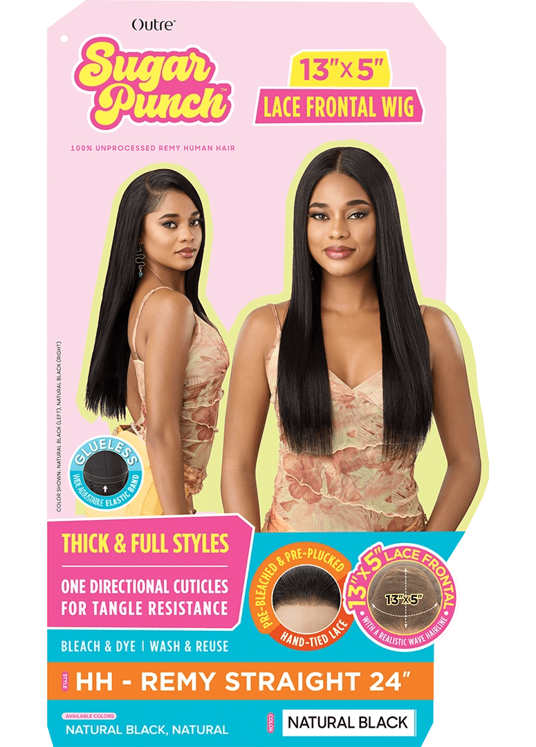 Outre Sugar Punch 13x5 Lace Frontal 100% Unprocessed Human Hair Wig - HH - Remy Straight 24” - Beauty Exchange Beauty Supply