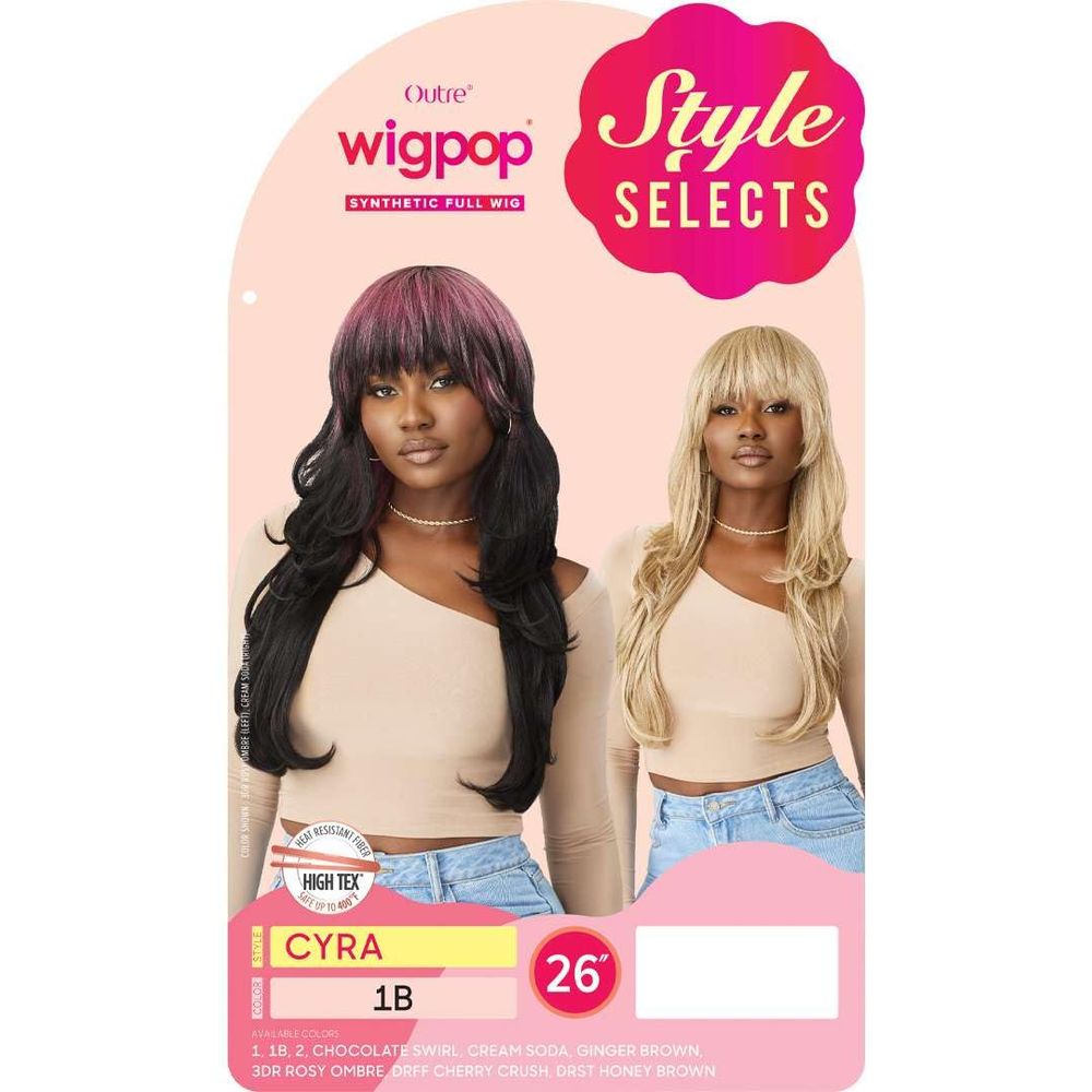 Outre WigPop Synthetic Wig – Cyra | Loose Curls with Bangs & Natural Volume Pop - On Style in Sweet Shades - Beauty Exchange Beauty Supply