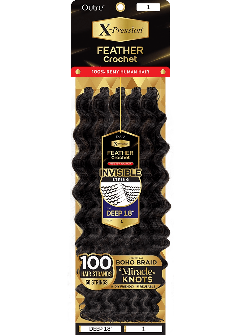 Outre X - Pression Human Feather Crochet – Deep Wave 18" - Beauty Exchange Beauty Supply