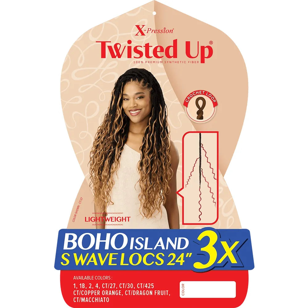 Outre X - Pression Twisted Up Boho Island S - Wave Locs 24" – 3X Pack | Pre - Looped • Lightweight • Soft Beachy Texture • Crochet - Ready | - Beauty Exchange Beauty Supply