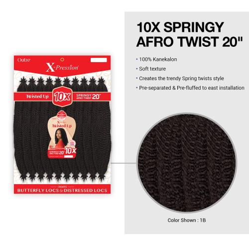 Outre X‑Pression Synthetic Crochet Hair 10x – Springy Afro Twist 20″ - Beauty Exchange Beauty Supply