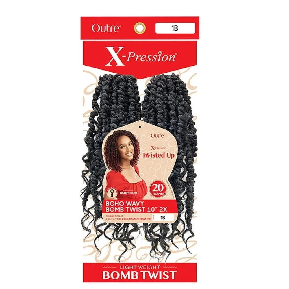 Outre X‑Pression Synthetic Crochet Hair – 2X Boho Wavy Bomb Twist 10″ - Beauty Exchange Beauty Supply