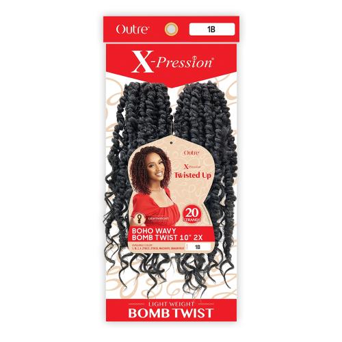 Outre X‑Pression Synthetic Crochet Hair – 2X Boho Wavy Bomb Twist 10″ - Beauty Exchange Beauty Supply