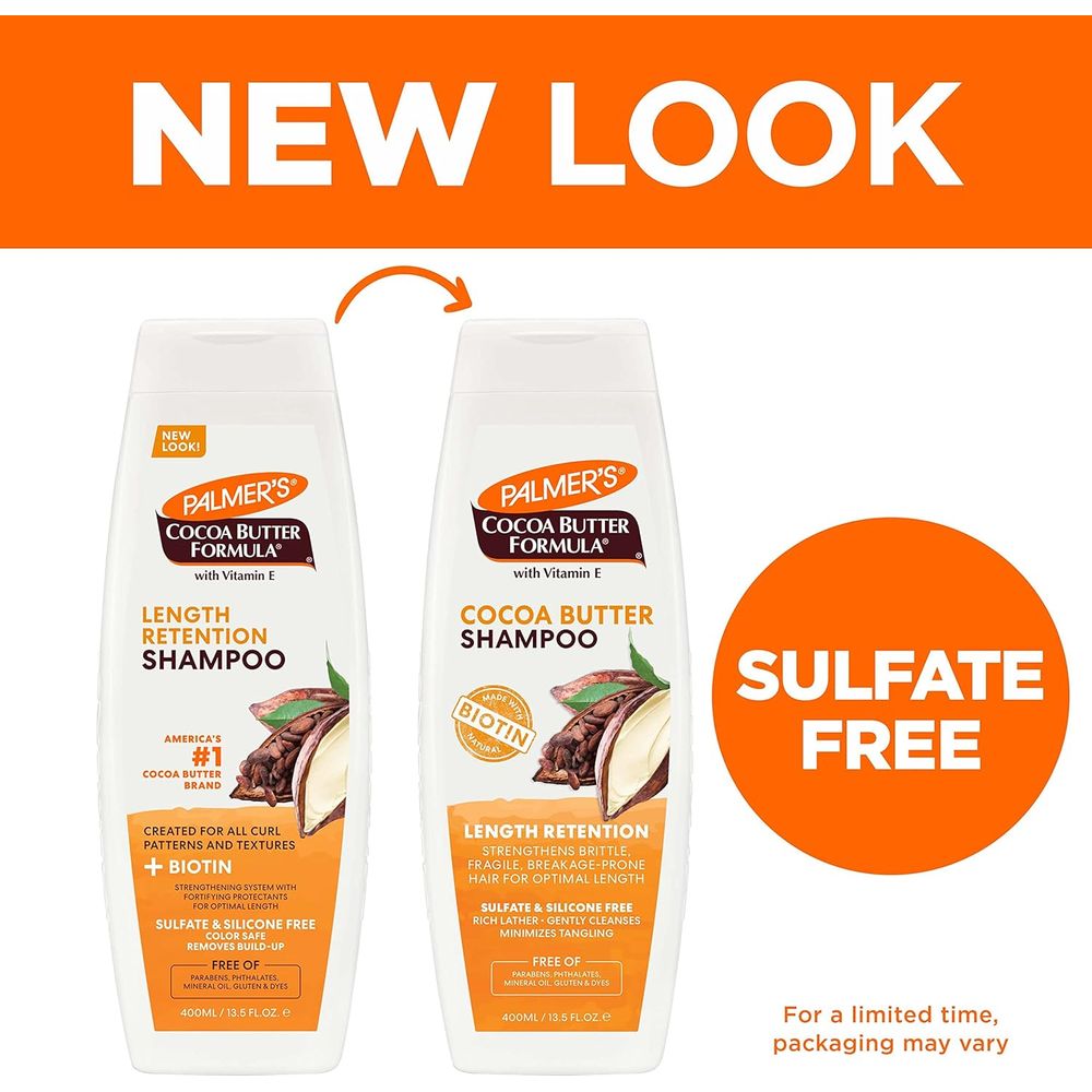 Palmer’s Cocoa Butter Formula Biotin Length Retention Shampoo | Strengthens, Moisturizes & Supports Healthy Hair Growth | 13.5 fl oz - Beauty Exchange Beauty Supply