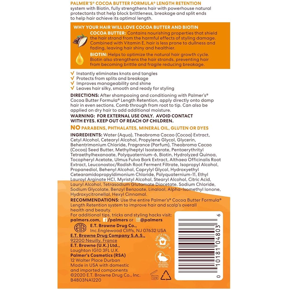 Palmer's Cocoa Butter Formula Length Retention Leave - In Conditioner – Nourish, Strengthen & Grow – 8.5 oz - Beauty Exchange Beauty Supply