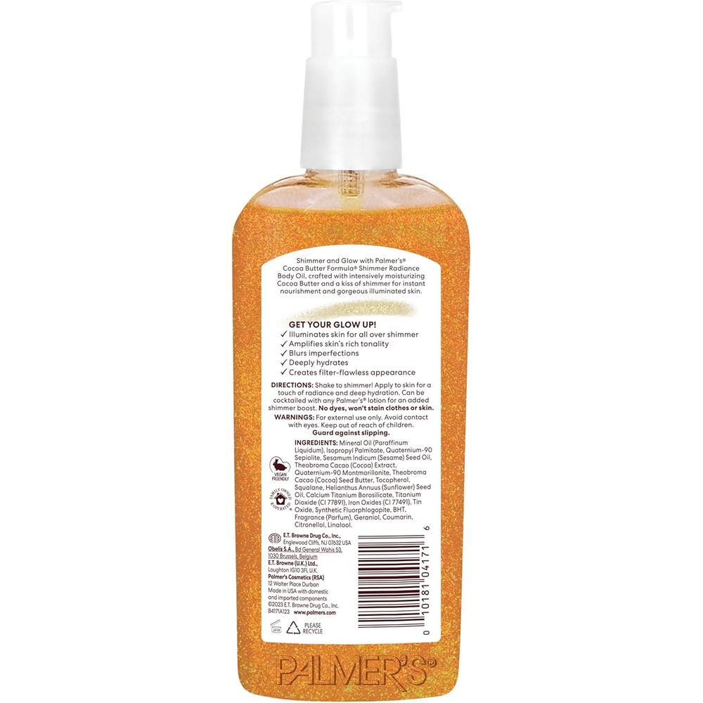 Palmer’s Cocoa Butter Formula Shimmer Body Oil with Vitamin E | Hydrating Radiance Oil for Glowing Skin, Tans & Dark Tones – 5.1 fl oz - Beauty Exchange Beauty Supply