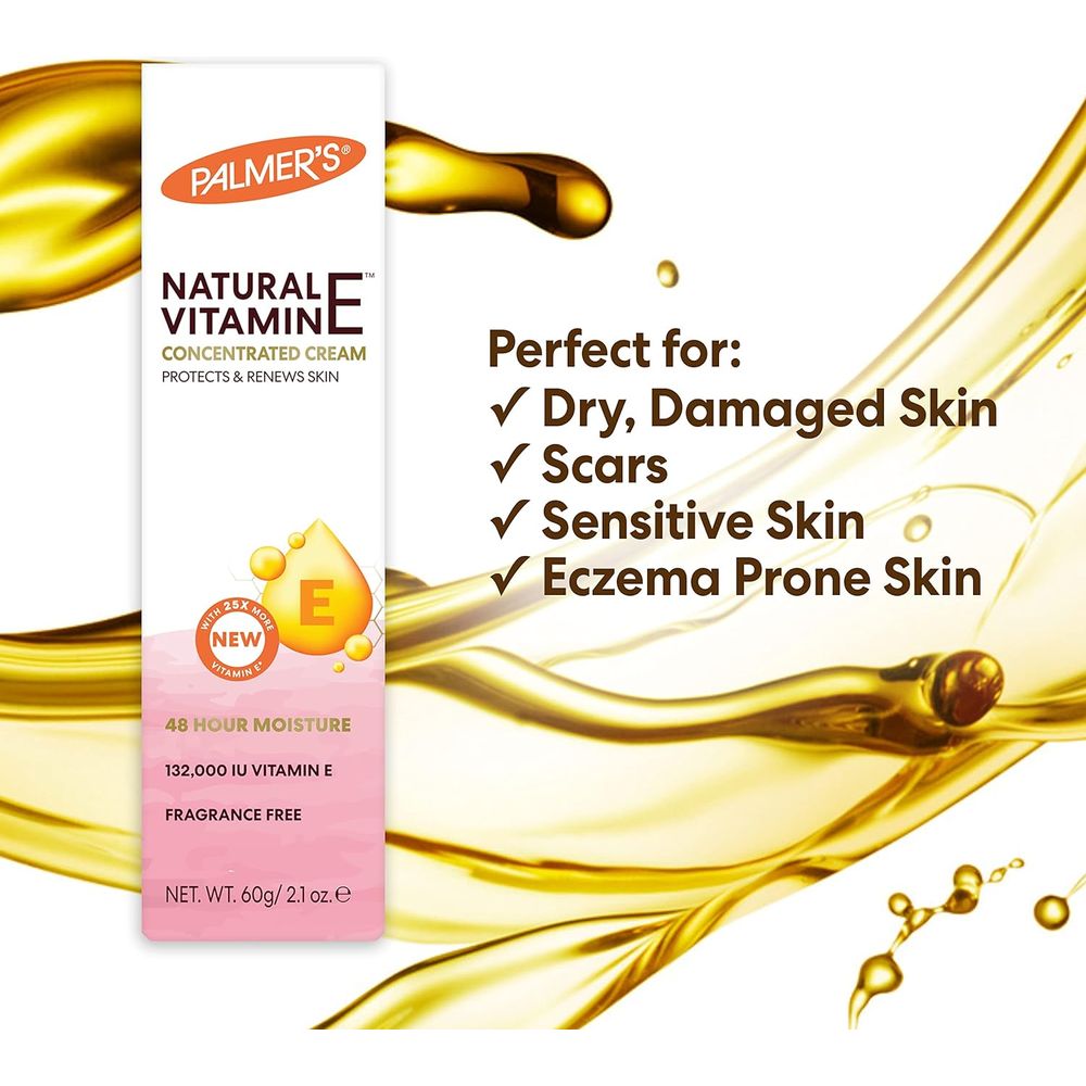 Palmer’s Natural Vitamin E Concentrated Hand & Body Cream | Fragrance - Free Moisture for Dry, Damaged & Sensitive Skin – 2.1 oz - Beauty Exchange Beauty Supply