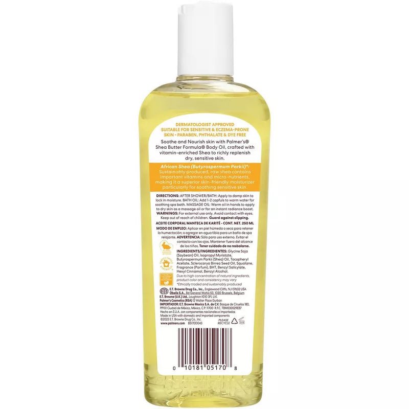 Palmer’s Raw Shea Nourish Body Oil | 48HR Hydration for Dry, Sensitive & Eczema - Prone Skin – 8.5 fl oz - Beauty Exchange Beauty Supply