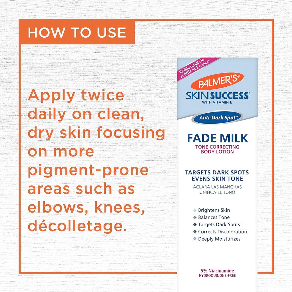 Palmer's Skin Success - Anti - Dark Spot | Fade Milk | Body Lotion | Brightens Skin | Balances Tone | Targets Dark Spots | Corrects Discoloration | Deeply Moisturizes | 8.5Oz - Beauty Exchange Beauty Supply