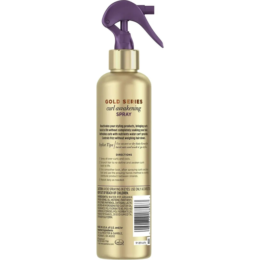 Pantene Gold Series Awakening Spray with Argan Oil – Hydrate & Refresh Curly, Coily Hair – 8.4 fl oz - Beauty Exchange Beauty Supply