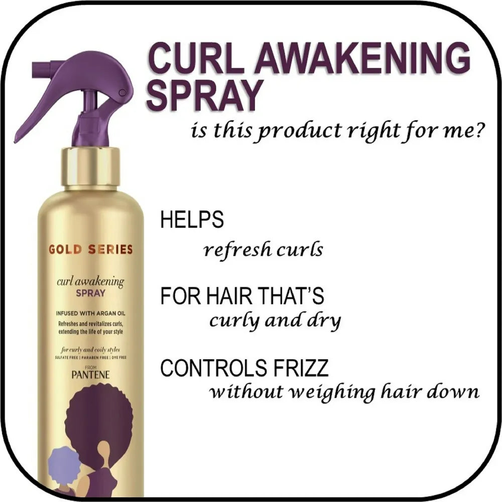 Pantene Gold Series Awakening Spray with Argan Oil – Hydrate & Refresh Curly, Coily Hair – 8.4 fl oz - Beauty Exchange Beauty Supply