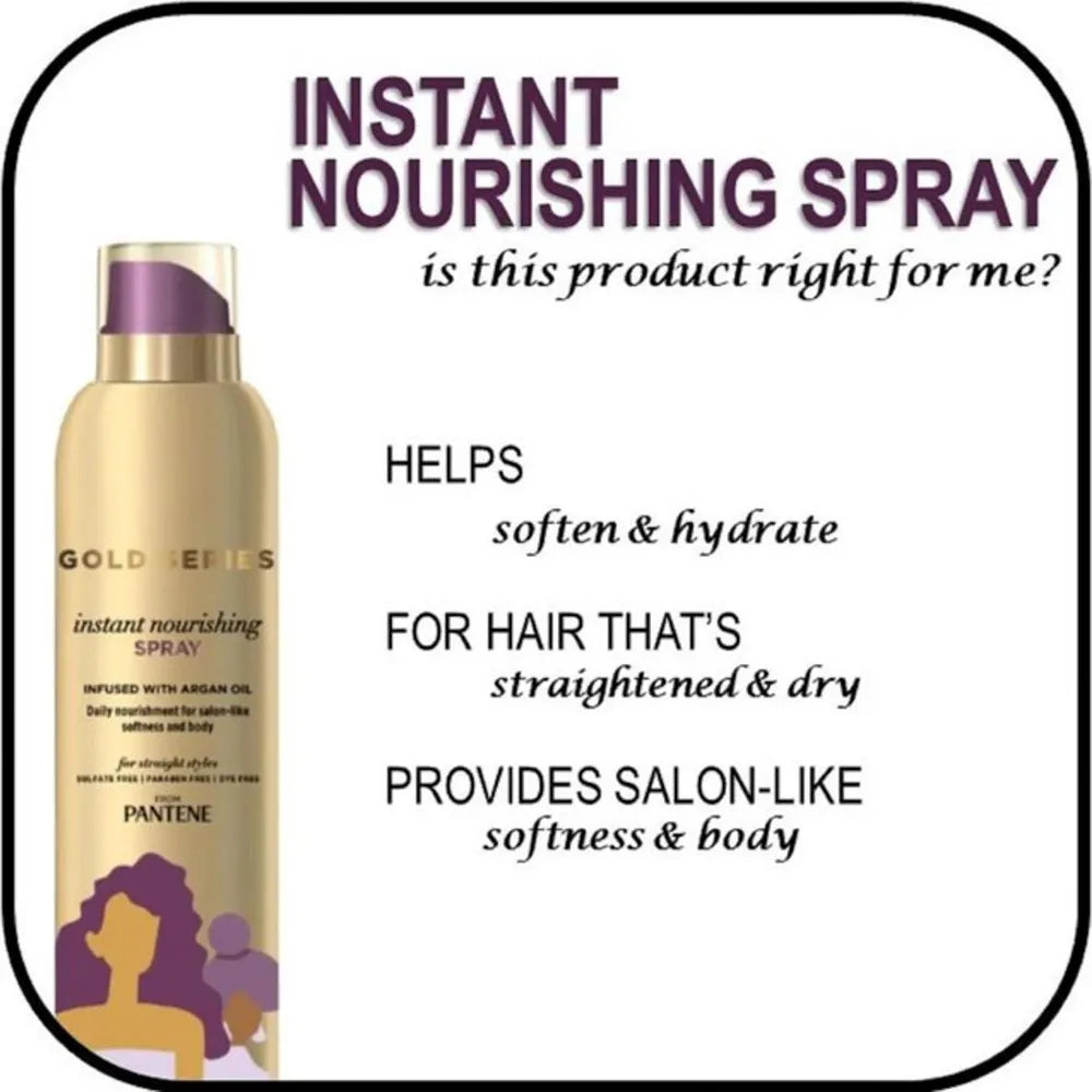 Pantene Gold Series Instant Nourishing Spray with Argan Oil – Lightweight Hydration & Shine – 4.9 fl oz - Beauty Exchange Beauty Supply