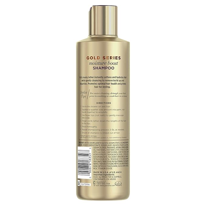 Pantene Gold Series Moisture Boost Shampoo with Argan Oil โ Sulfate - Free Hydration for Textured Hair โ 9.1 fl oz - Beauty Exchange Beauty Supply