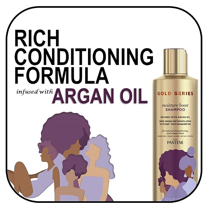 Pantene Gold Series Moisture Boost Shampoo with Argan Oil โ Sulfate - Free Hydration for Textured Hair โ 9.1 fl oz - Beauty Exchange Beauty Supply