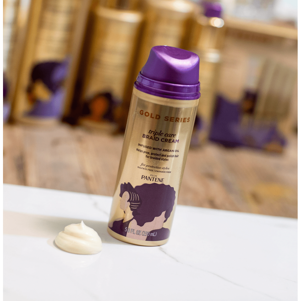 Pantene Gold Series Triple Care Braid Cream with Argan Oil โ Nourishes, Protects & Defines โ 5 fl oz - Beauty Exchange Beauty Supply