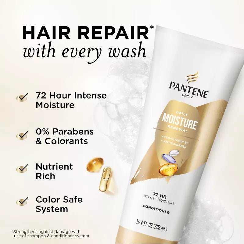 Pantene Pro - V Daily Moisture Renewal Conditioner – Deep Hydration for Soft, Smooth Hair – 10.4 fl oz - Beauty Exchange Beauty Supply