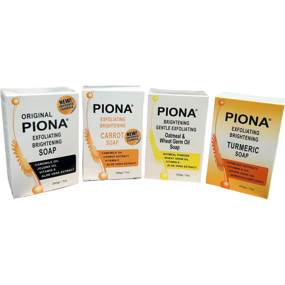 Piona - Exfoliating Brightening Bar Soap – 4 Variants | Original, Turmeric, Carrot, Oatmeal | 7Oz/200g | - Beauty Exchange Beauty Supply