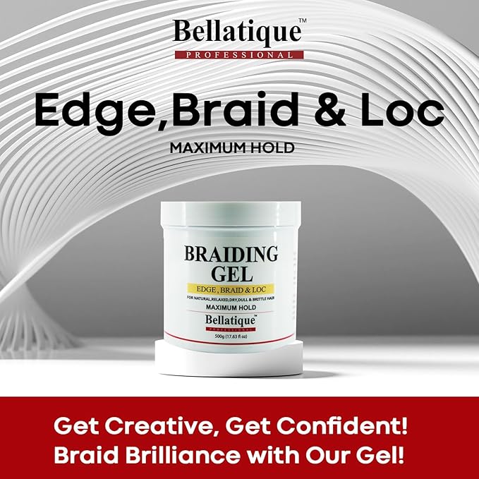 Professional Braiding Gel Maximum Hold for Natural, Relaxed, Dry, Dull, & Brittle Hair - No Flaking, No Whitening, Fast Drying, High Shine, - Lasts Up to 48 Hrs - Beauty Exchange Beauty Supply