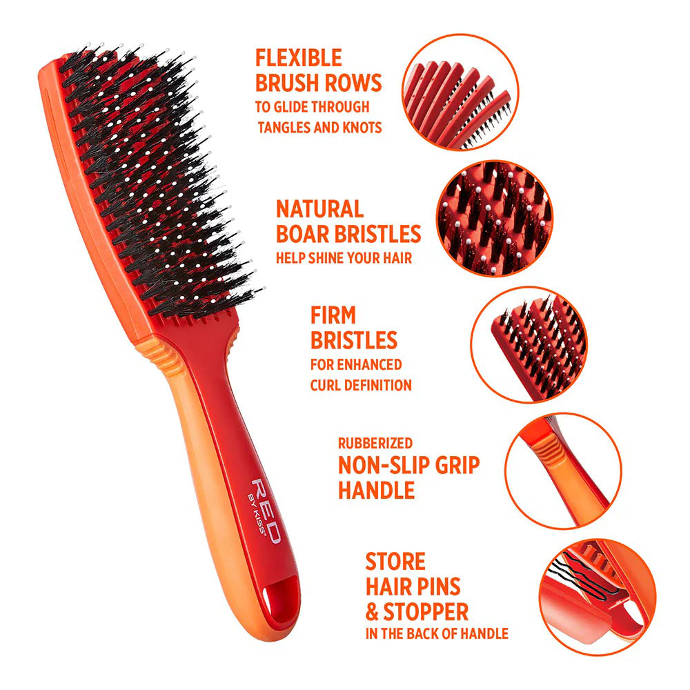 Red by Kiss Flexi Glide & Define Detangle Brush – 7-Row Styling Brush