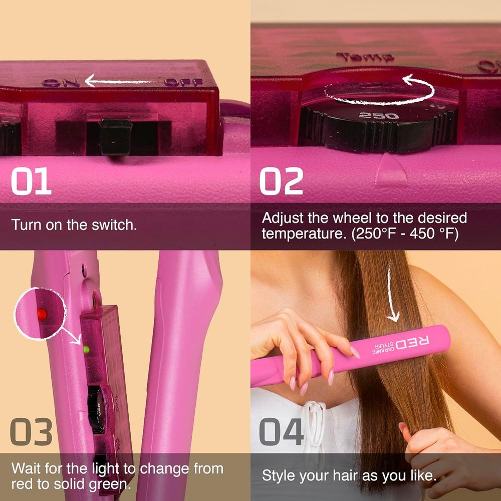 RED 1" Color Flat Iron – Hair Straightener FIK100–FIV100 - Beauty Exchange Beauty Supply