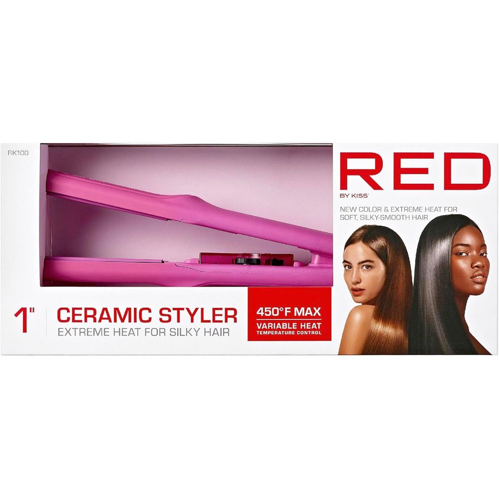RED 1" Color Flat Iron – Hair Straightener FIK100–FIV100 - Beauty Exchange Beauty Supply