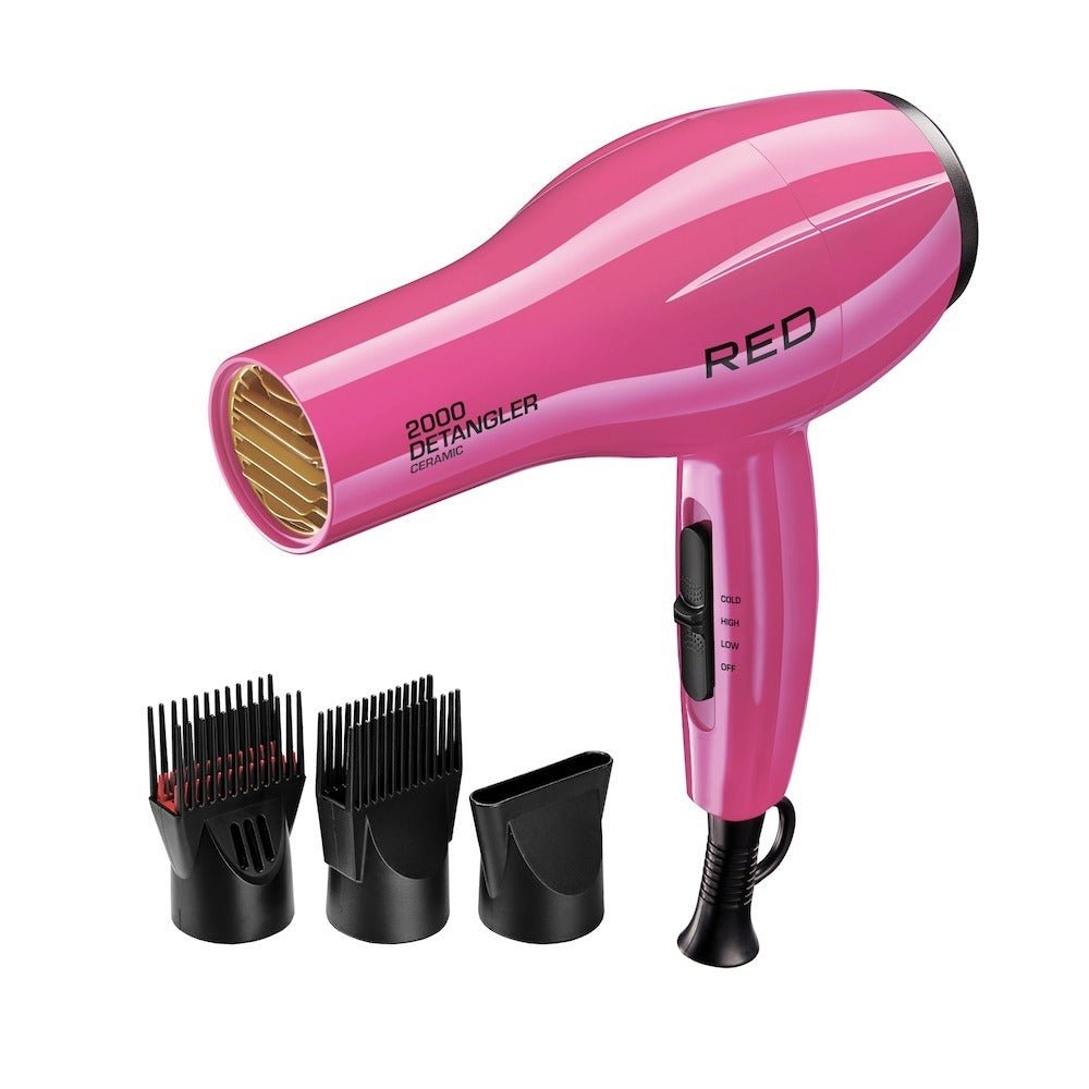 Red 2000 Ceramic Hair Detangler Brush – Anti - Frizz, Fast - Heat Styling Tool - Beauty Exchange Beauty Supply
