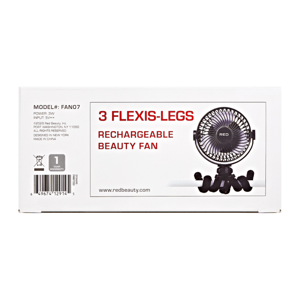 Red 3 Flexi Legs Rechargeable Beauty Fan – Portable Cooling for On - the - Go Glam - Beauty Exchange Beauty Supply