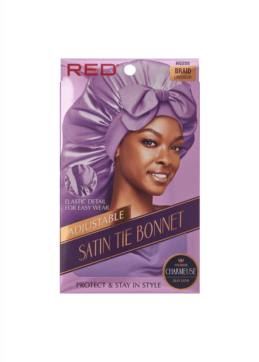 Red Adjustable Satin Tie Bonnet - Beauty Exchange Beauty Supply