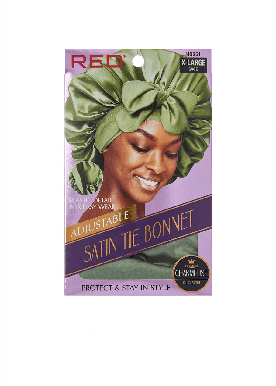 Red Adjustable Satin Tie Bonnet - Beauty Exchange Beauty Supply