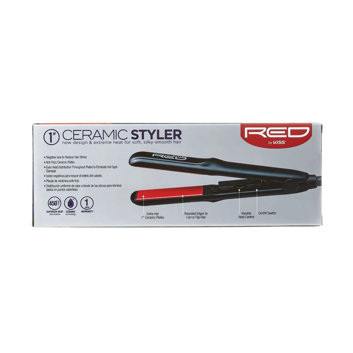 Red by Kiss 1" Ceramic Styler Flat Iron - Beauty Exchange Beauty Supply