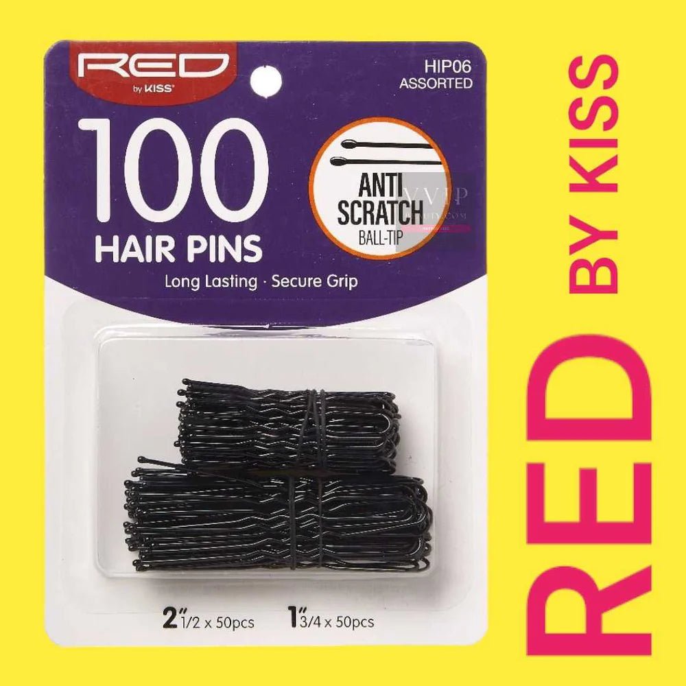 Red by Kiss 100 Pcs Hair Pins | 1¾" & 2½" – HIP06 – Strong, Secure Hold for All Hair Types - Beauty Exchange Beauty Supply