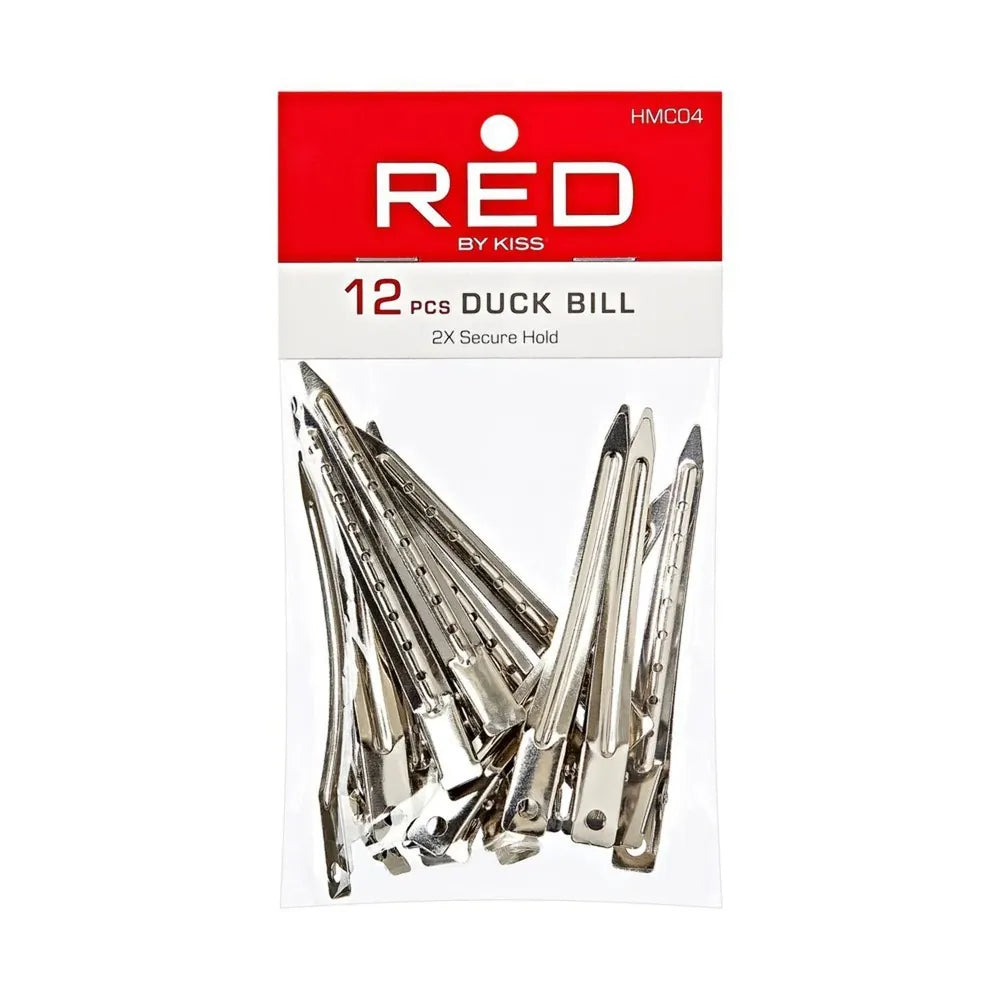Red by Kiss 12 Pcs Duck Bill Clips | 2X Secure Hold โ HMC04 โ Firm Grip, Precise Sectioning for Flawless Styling - Beauty Exchange Beauty Supply