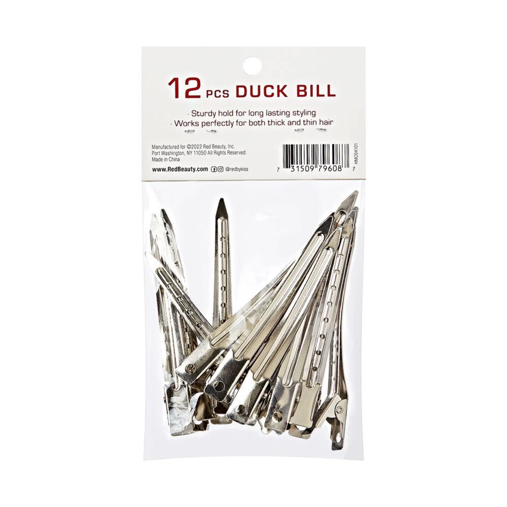Red by Kiss 12 Pcs Duck Bill Clips | 2X Secure Hold โ HMC04 โ Firm Grip, Precise Sectioning for Flawless Styling - Beauty Exchange Beauty Supply